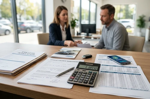 Meridian loan advisor reviewing documents with client